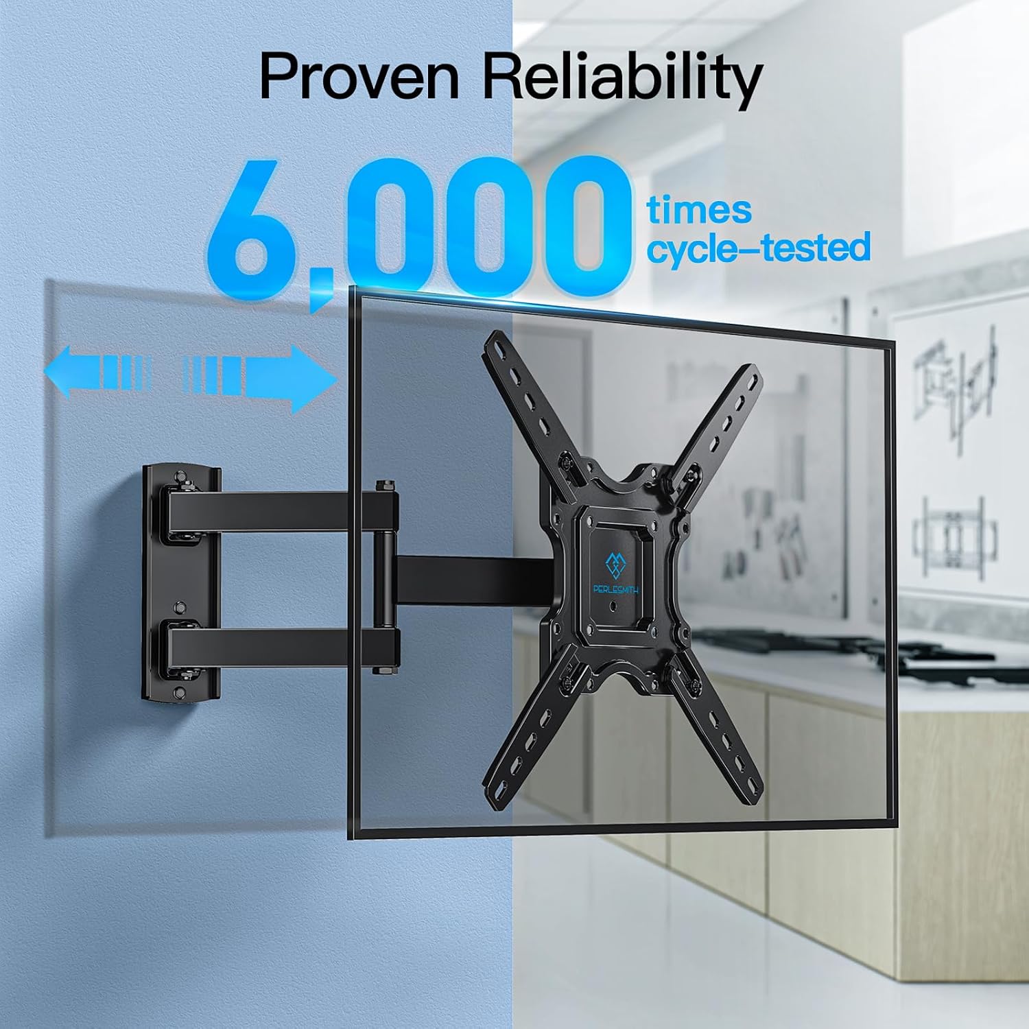 PERLESMITH TV Wall bracket for most 26-60 inch Plasma & Curved TV up to 35kg, Universal TV Bracket Wall Mount with Tilt Swivel Extension, Max VESA 400x400mm