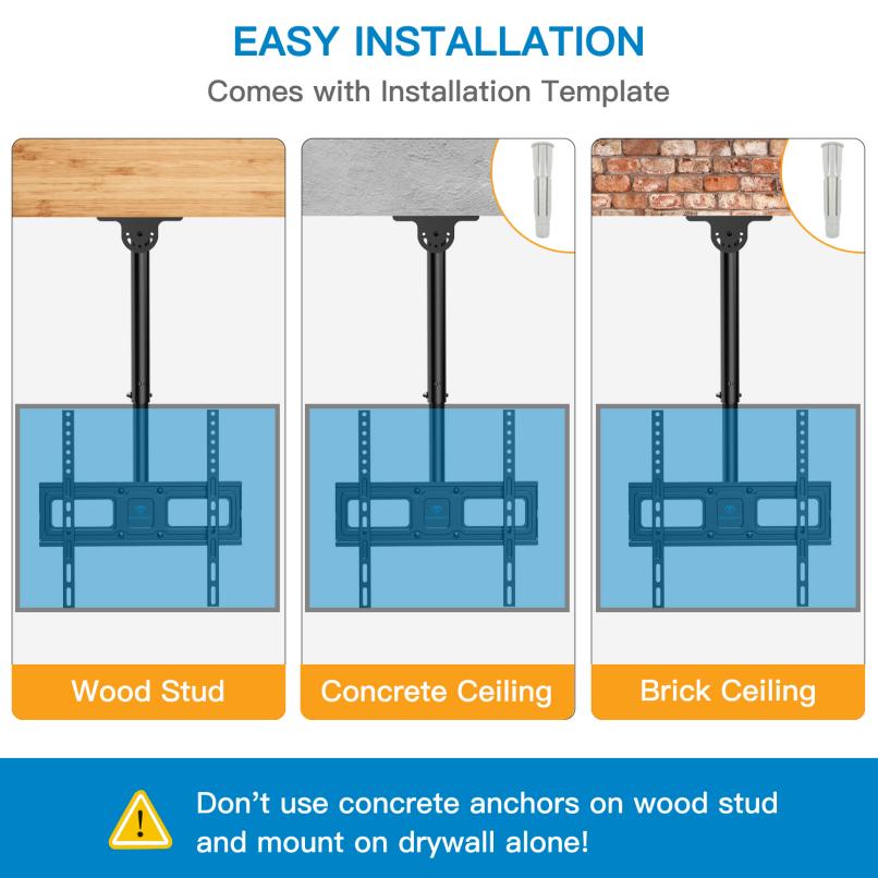 Multi-Adjustable Ceiling TV Mount For 26