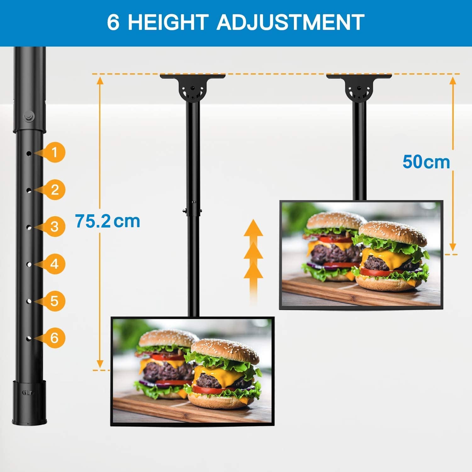 Multi-Adjustable Ceiling TV Mount For 26