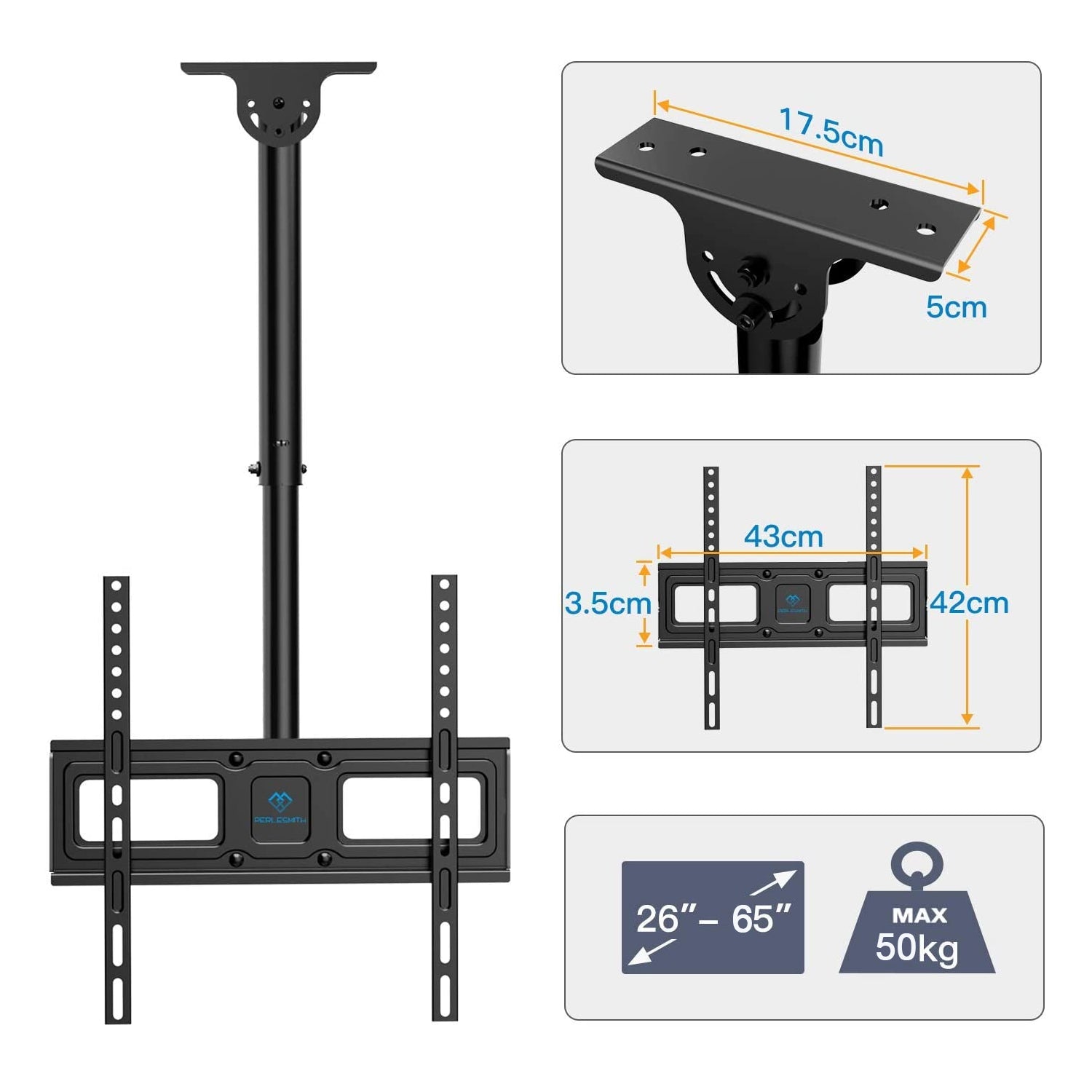 Multi-Adjustable Ceiling TV Mount For 26