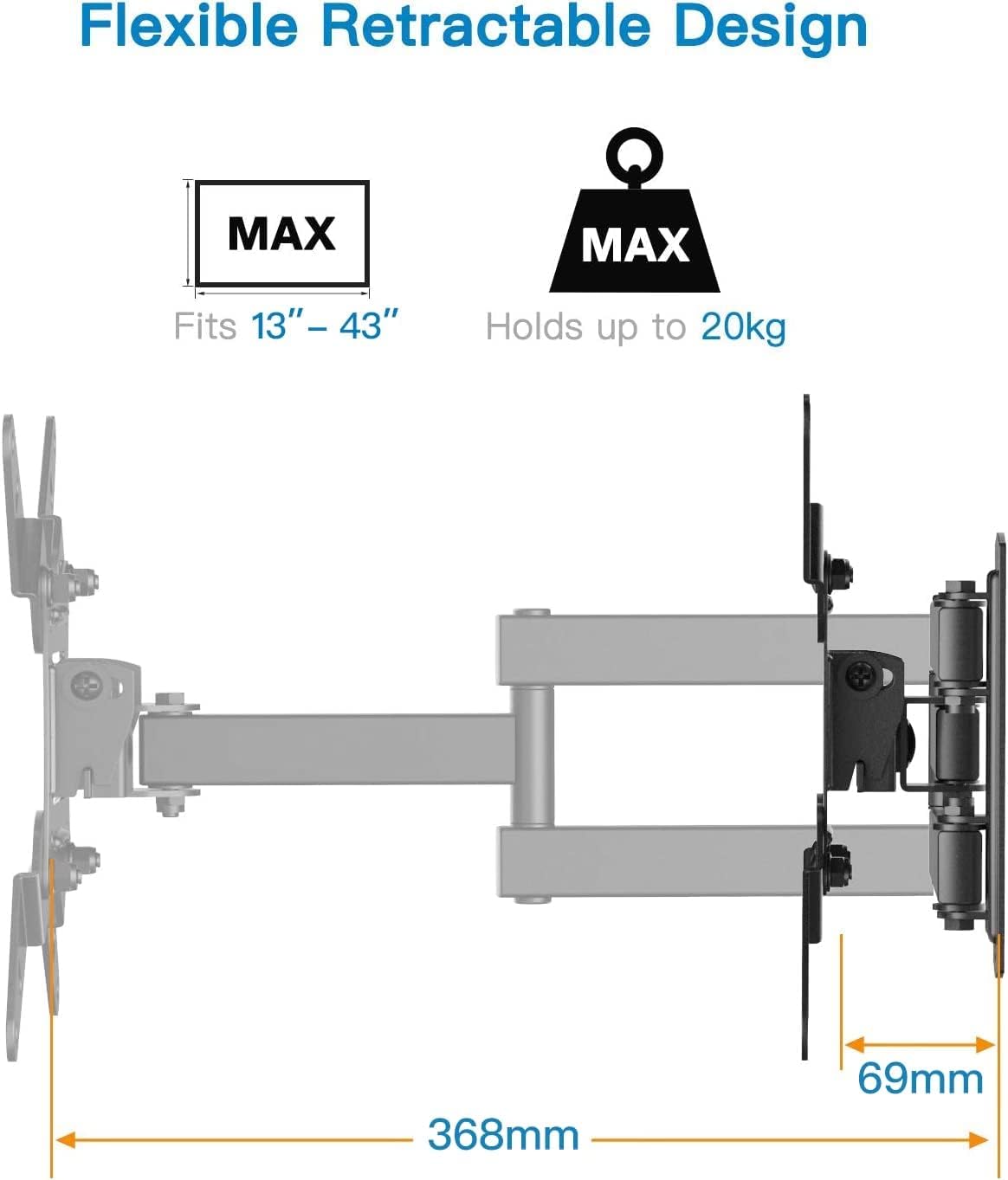 Full-Motion TV Wall Mount For 13