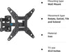 Full-Motion TV Wall Mount For 13" to 43" TVs