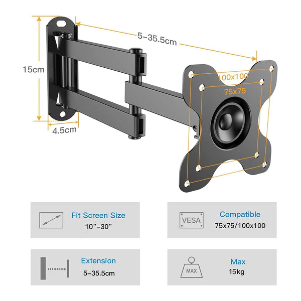 Full Motion TV Wall Mount For 13" To 30" TVs