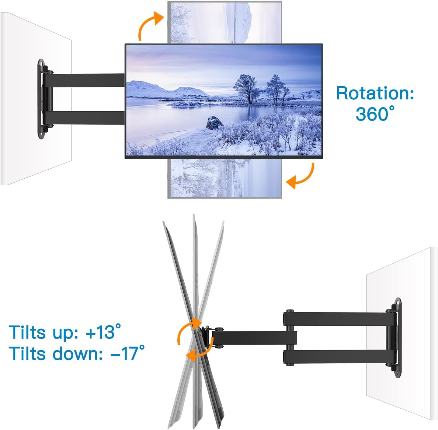 Full-Motion TV Wall Mount For 13