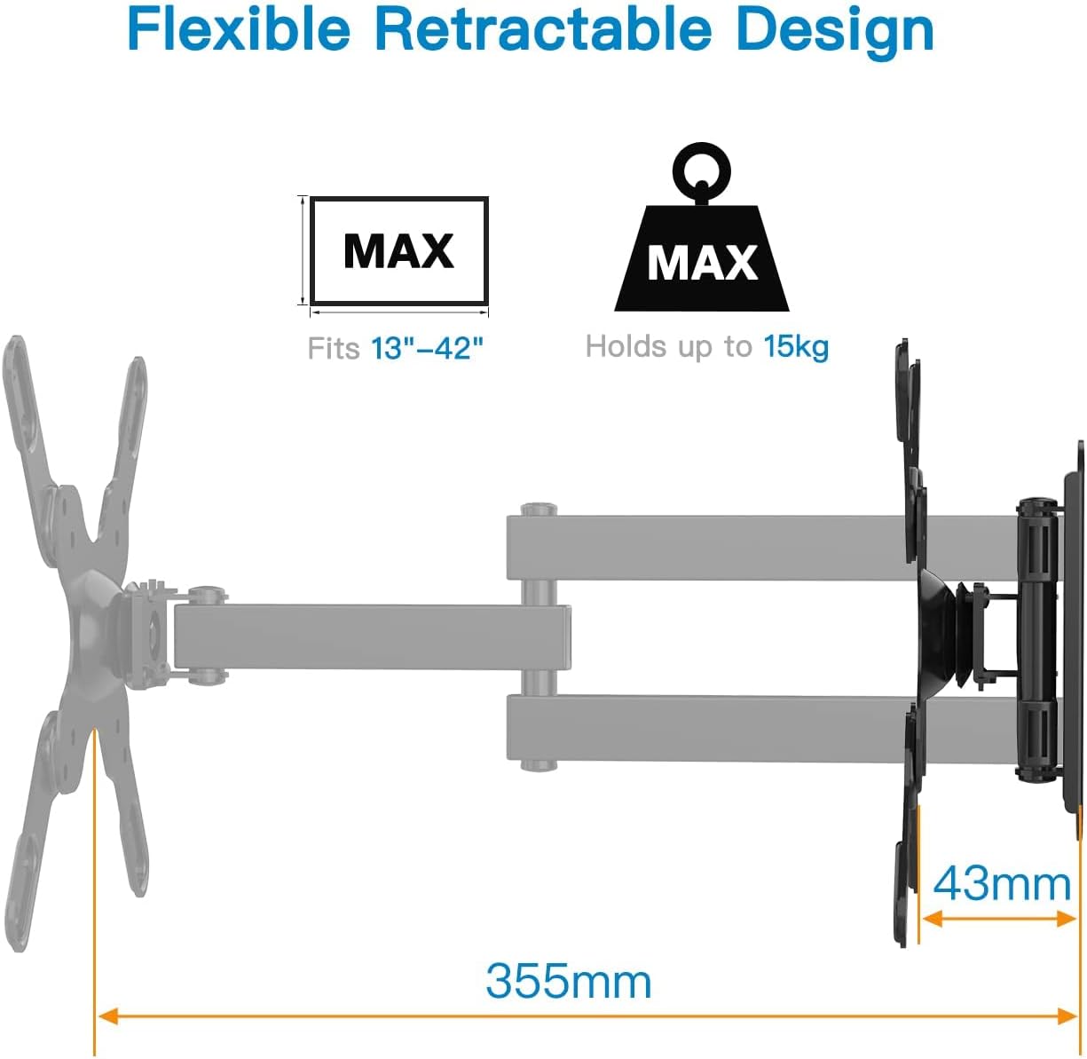 Full-Motion TV Wall Mount For 13