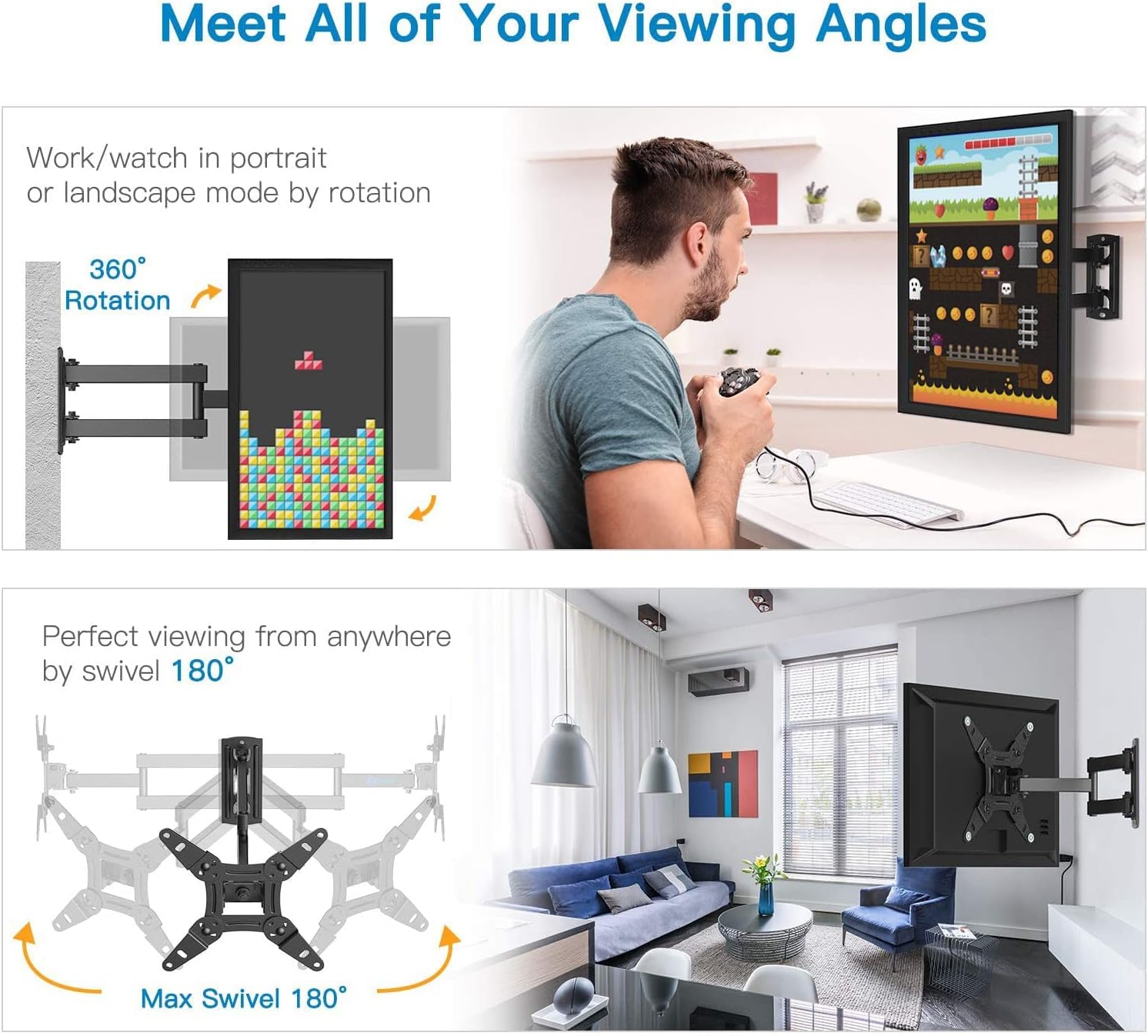 Full-Motion TV Wall Mount For 13