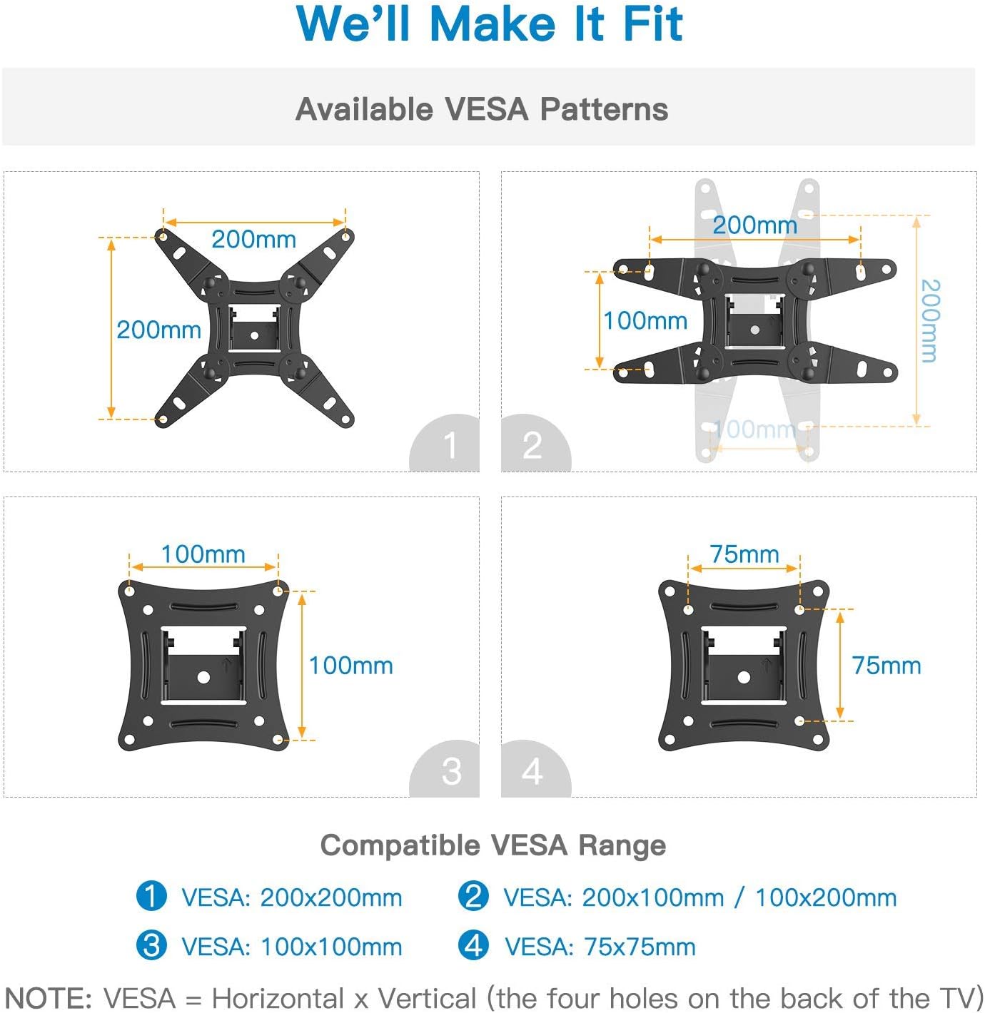 Full-Motion TV Wall Mount For 13