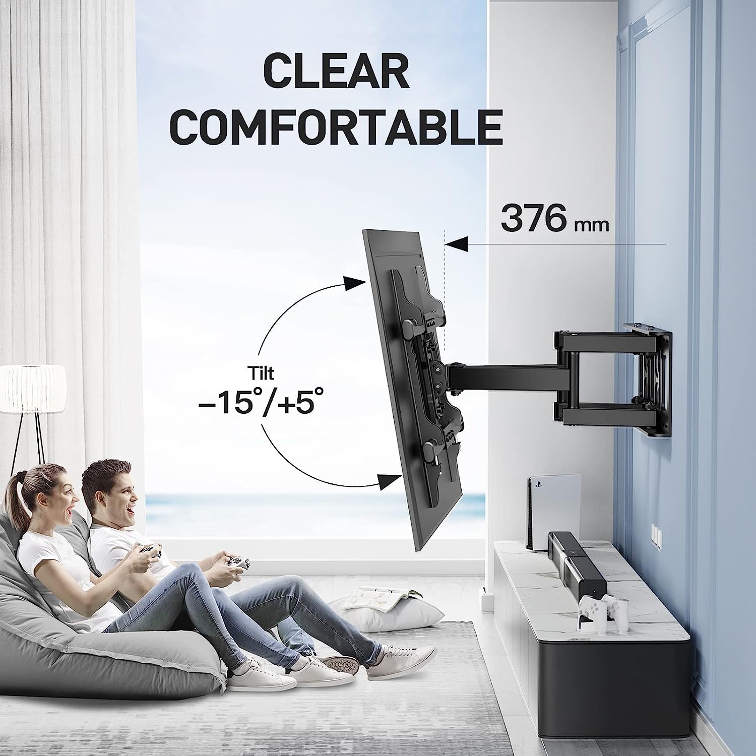 Full-Motion TV Wall Mount For 37