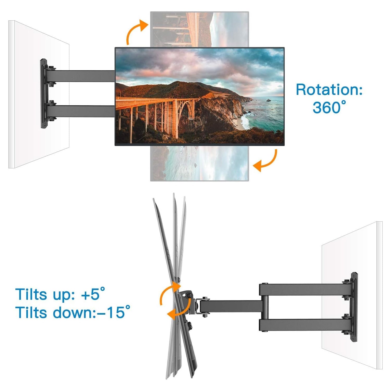 Full-Motion TV Wall Mount For 13